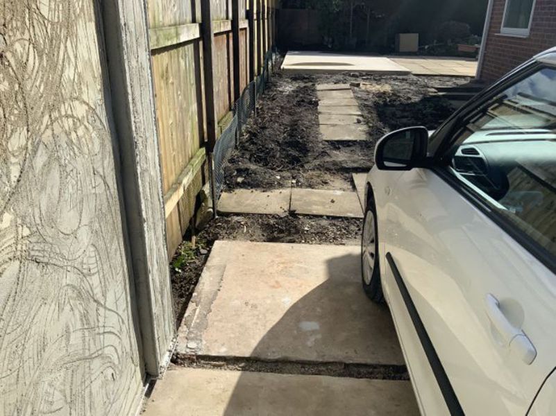 Before image of side of driveway Ripon